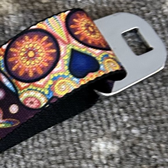 Buckle Down Seatbelt-Burgundy Mariposa Calavera Butterflies Flowers Regular main image 4